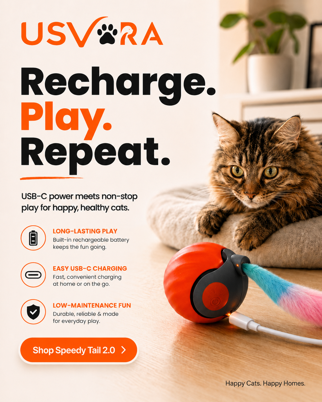Speedy Tail 2.0™ – Smart Interactive Rolling Cat Toy