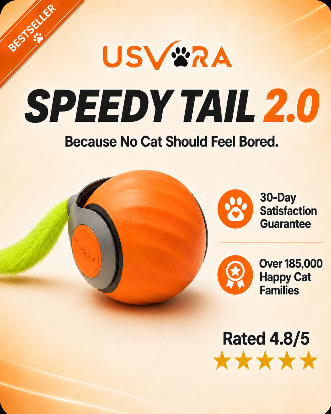 Speedy Tail 2.0™ – Smart Interactive Rolling Cat Toy